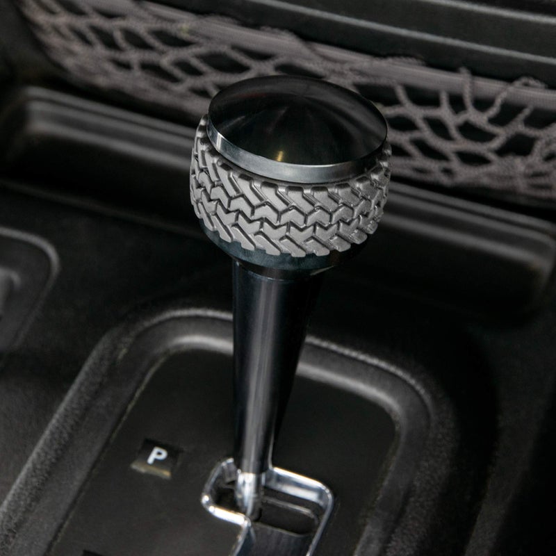DV8 Offroad Replacement Shift Knob for 2011-2018 Wrangler JK | Automatic Transmission | Billet Aluminum Construction | Rubber Tire Tread Grip - Image 4